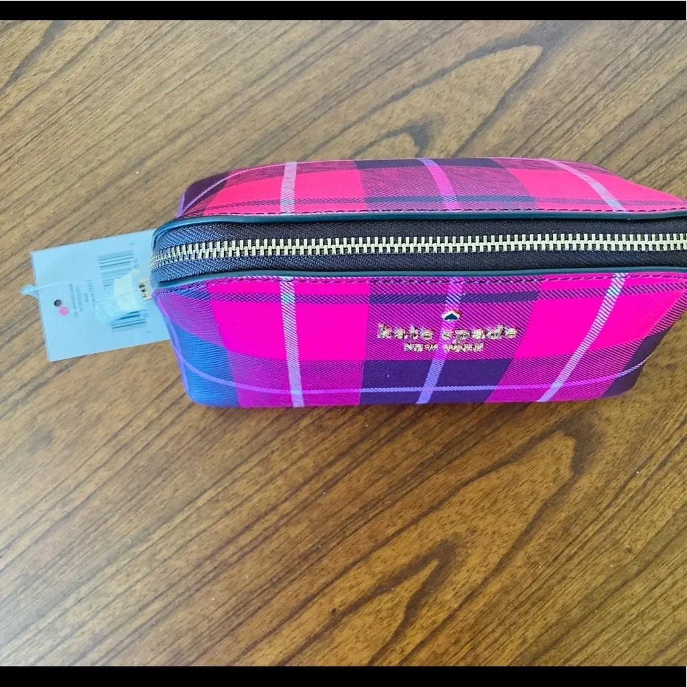 NWT KATE SPADE STACI PLAID SMALL COSMETIC CASE